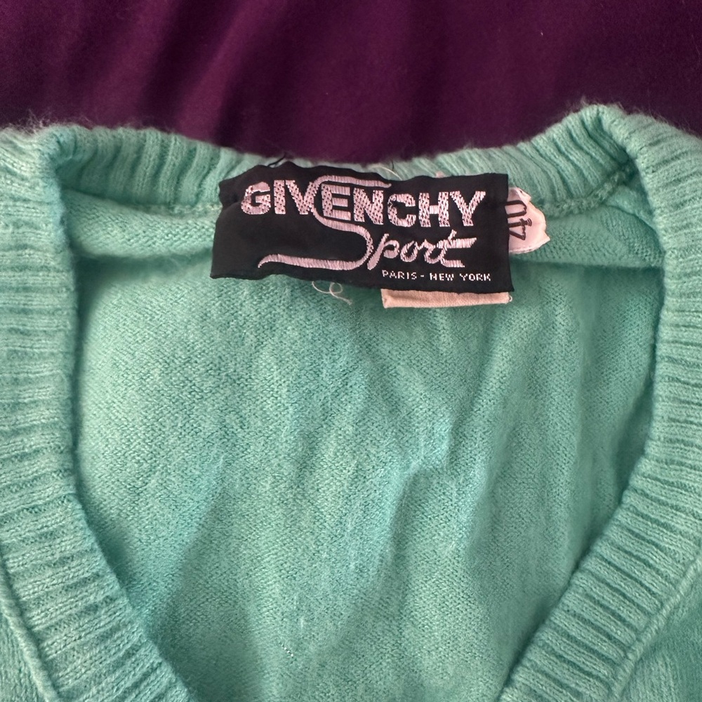 Mint Green V-Neck Givenchy Sport Sweater - Picture 3 of 4
